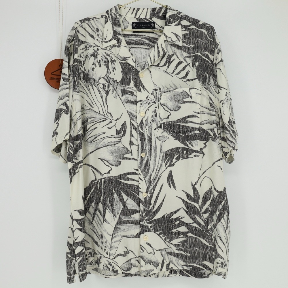 ALLSAINTS Pulse Short Sleeve Button Up Camp Shirt XXL Relaxed Fit Tropical NWT
